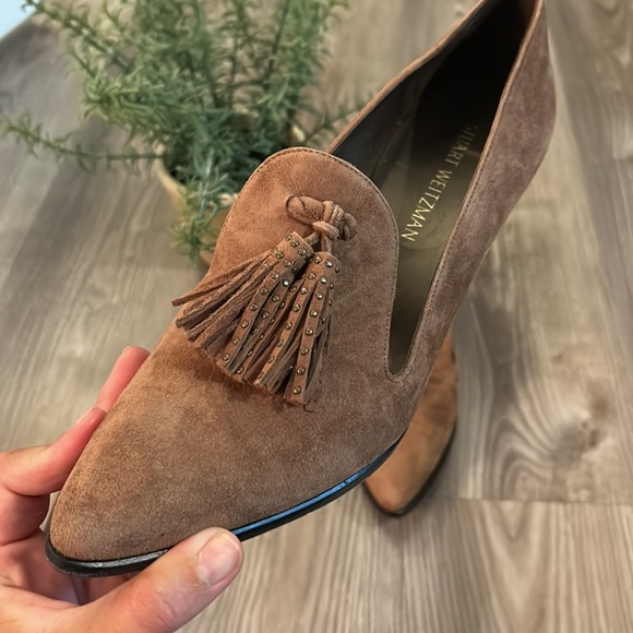 STUART WEITZMAN SUEDE PENNY LOAFER POINTY TOED PUMPS SIZE 11 EEEUC - Picture 3 of 11